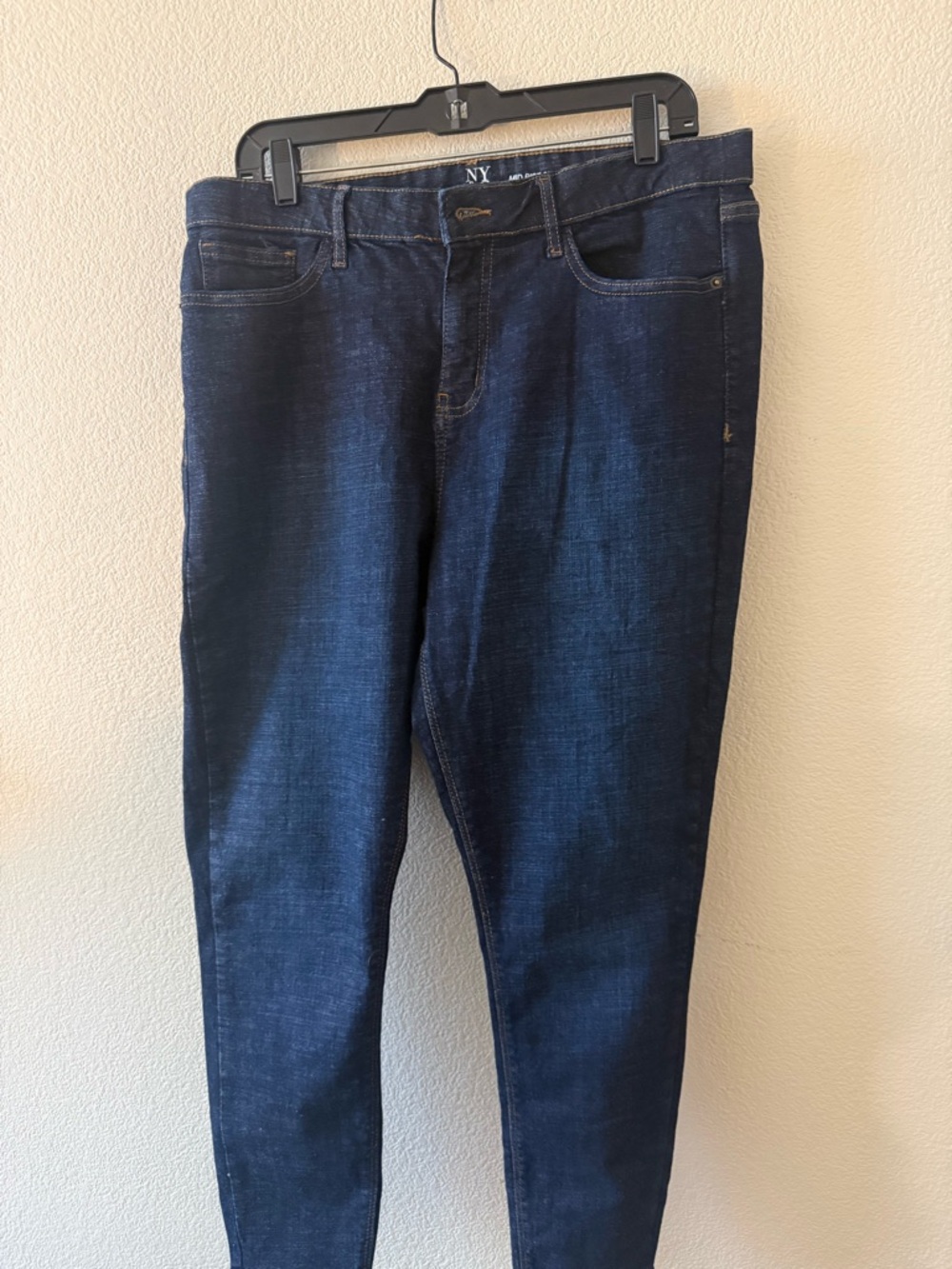 New York & Company Dark Blue Skinny Jeans with Contrast Stitching